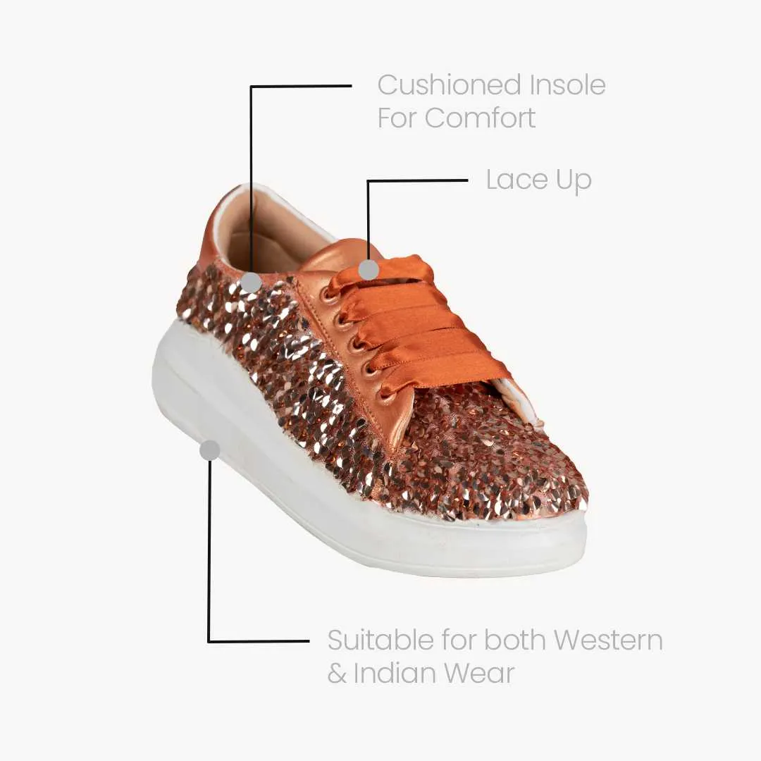 Apricot Crush Sequin Sneakers