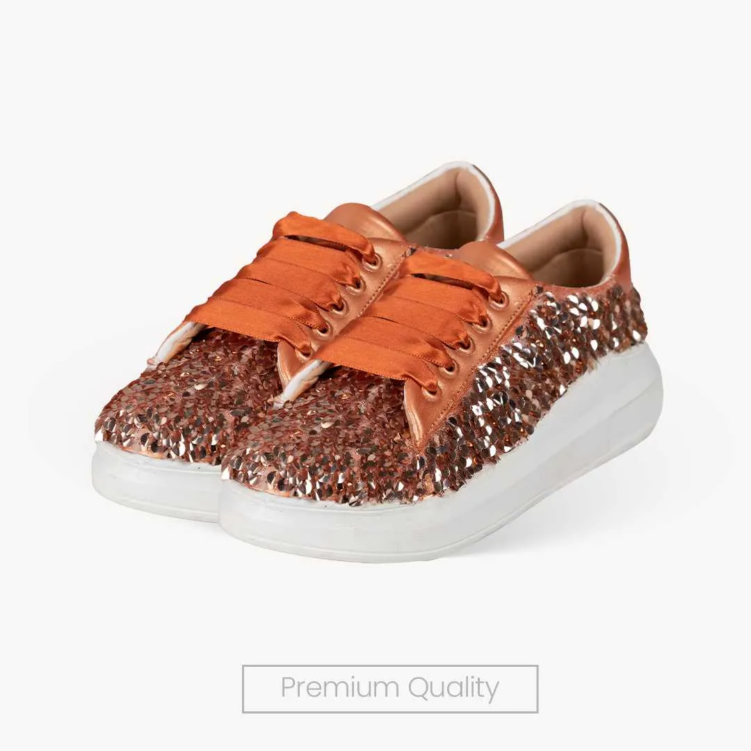 Apricot Crush Sequin Sneakers