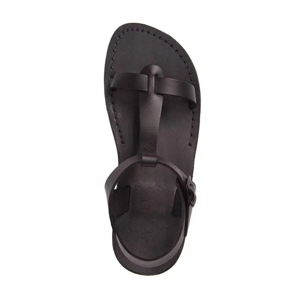 Bathsheba - Leather T Strap Sandal | Black
