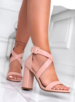 BLAIR - Pink Alexoo bandaged sandals with comfortable heel