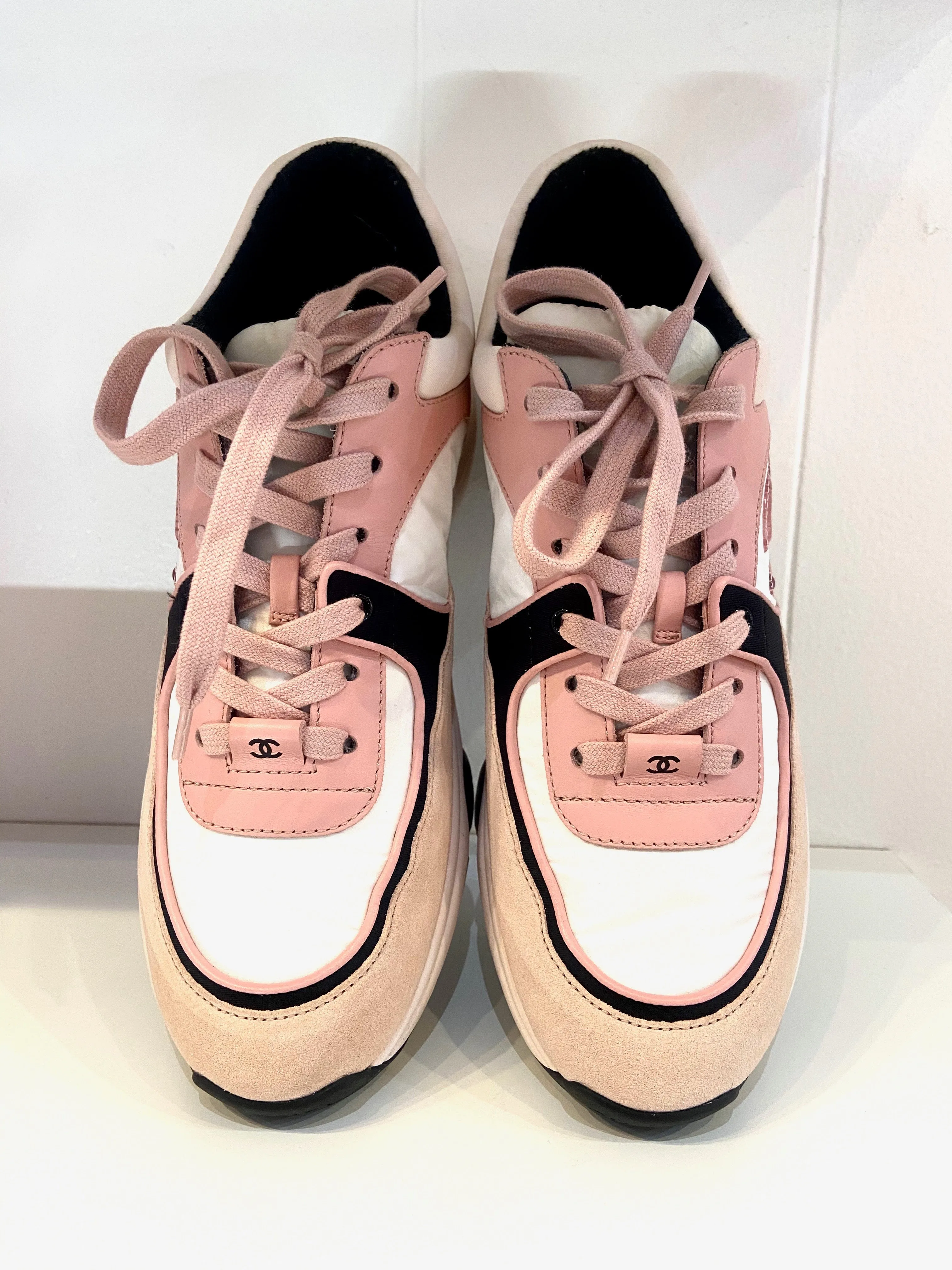 CHANEL CC MIXED FABRIC SNEAKERS