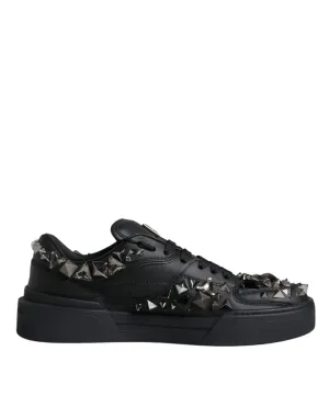 Dolce & Gabbana Black Studded Low Top Herre Sneakers Shoes