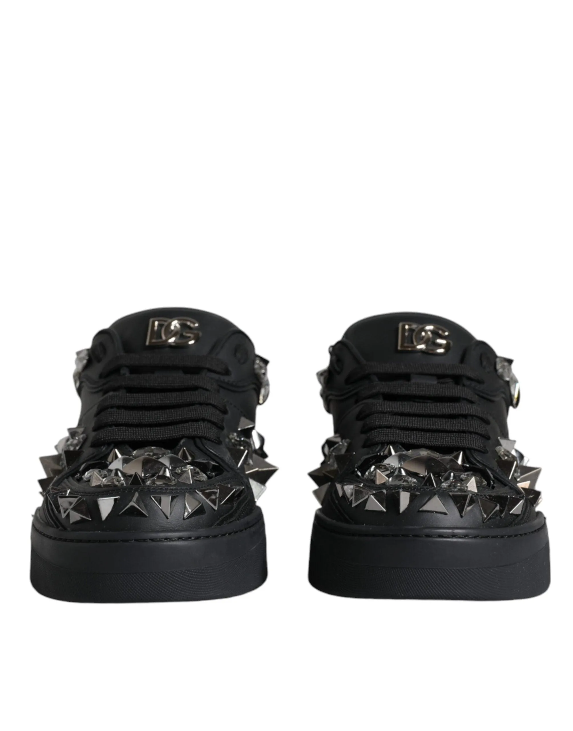 Dolce & Gabbana Black Studded Low Top Herre Sneakers Shoes
