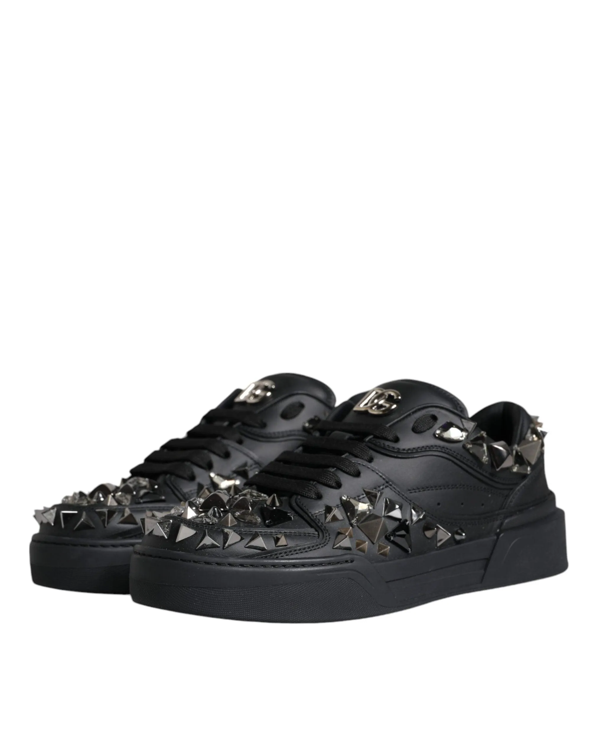 Dolce & Gabbana Black Studded Low Top Herre Sneakers Shoes