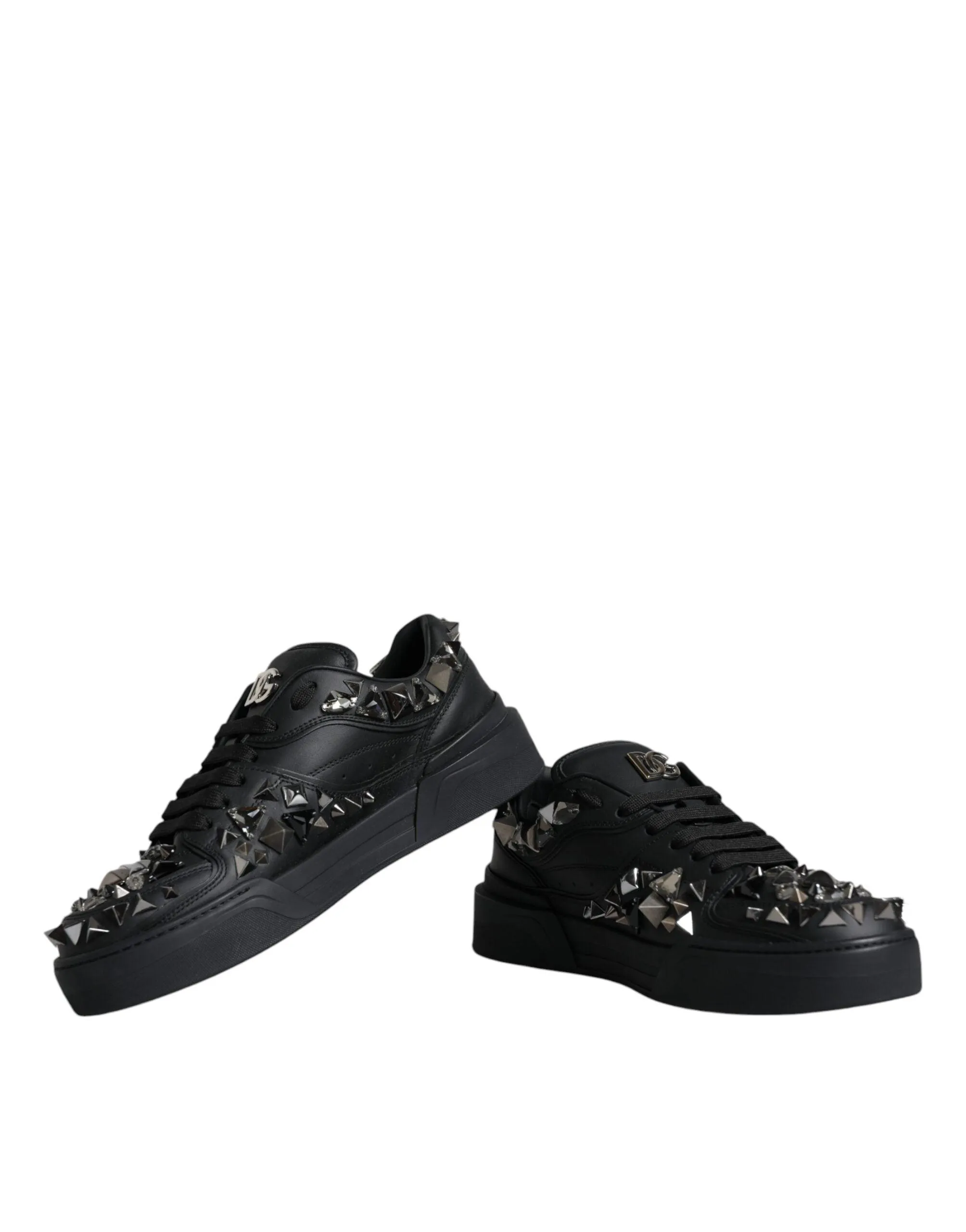 Dolce & Gabbana Black Studded Low Top Herre Sneakers Shoes