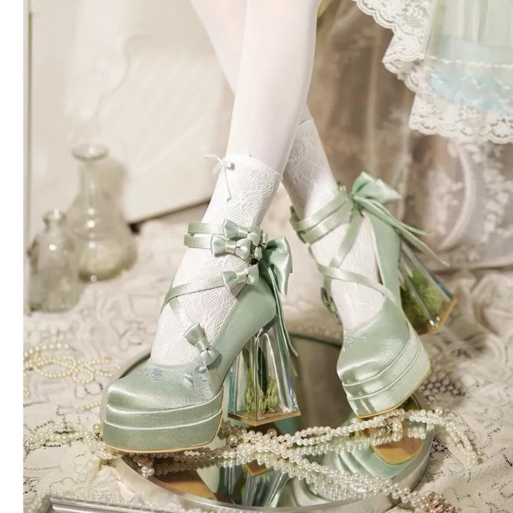 Elegant Glass Flower Room Heels Shoes  AD21193