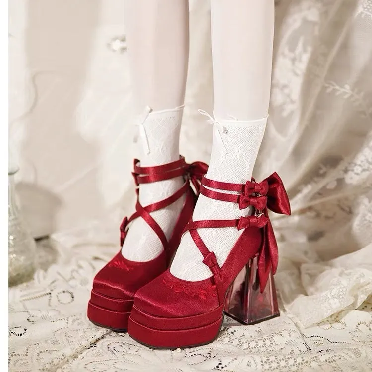Elegant Glass Flower Room Heels Shoes  AD21193