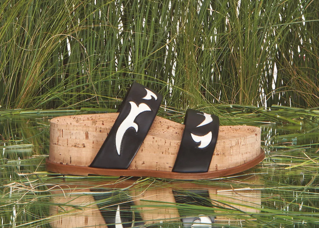 Flame Striker Sandal in Black Leather