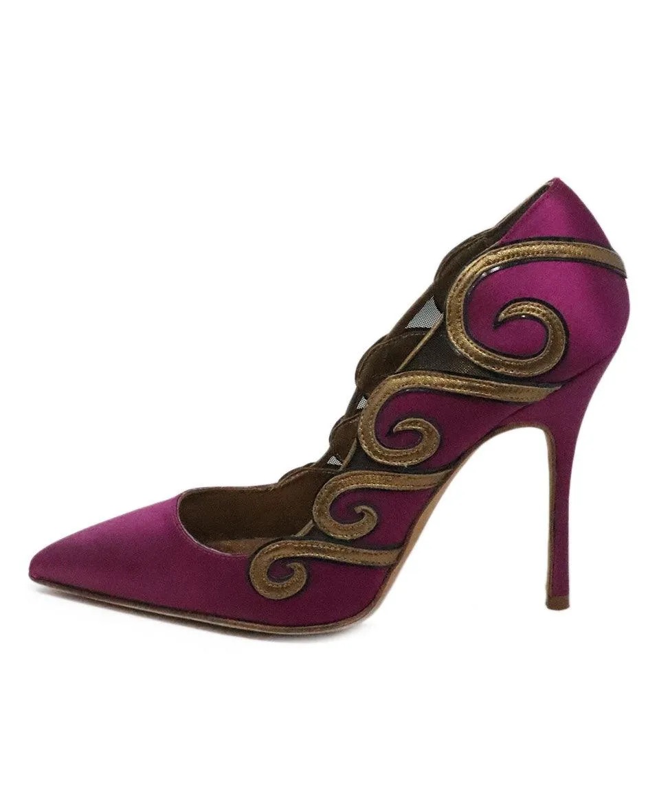 Manolo Blahnik Fuchsia & Bronze Heels sz 6.5