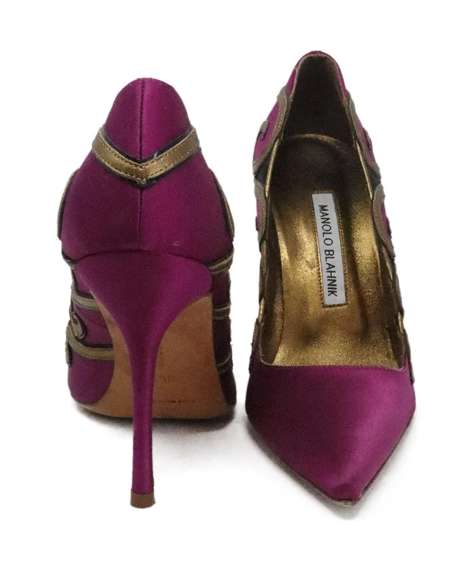 Manolo Blahnik Fuchsia & Bronze Heels sz 6.5