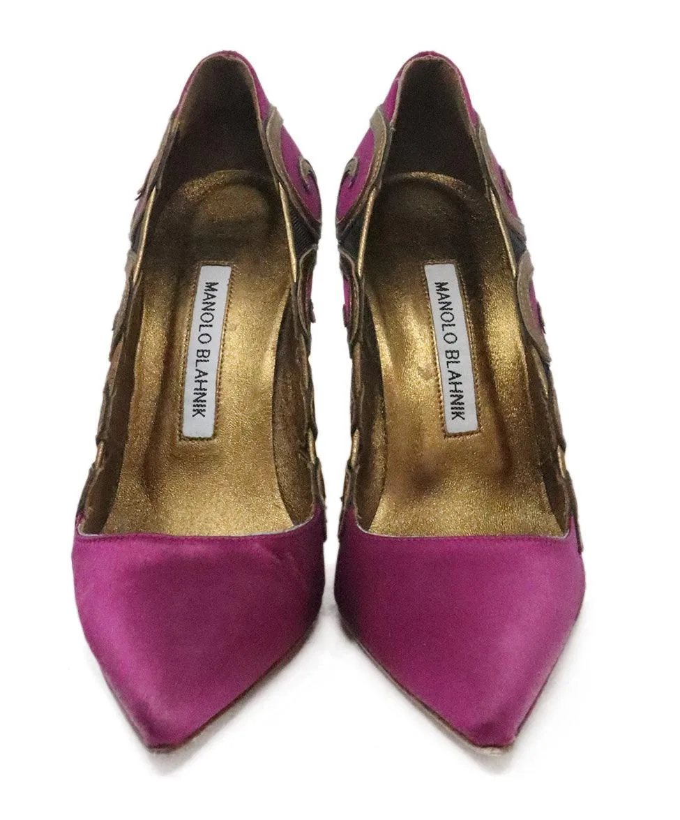 Manolo Blahnik Fuchsia & Bronze Heels sz 6.5