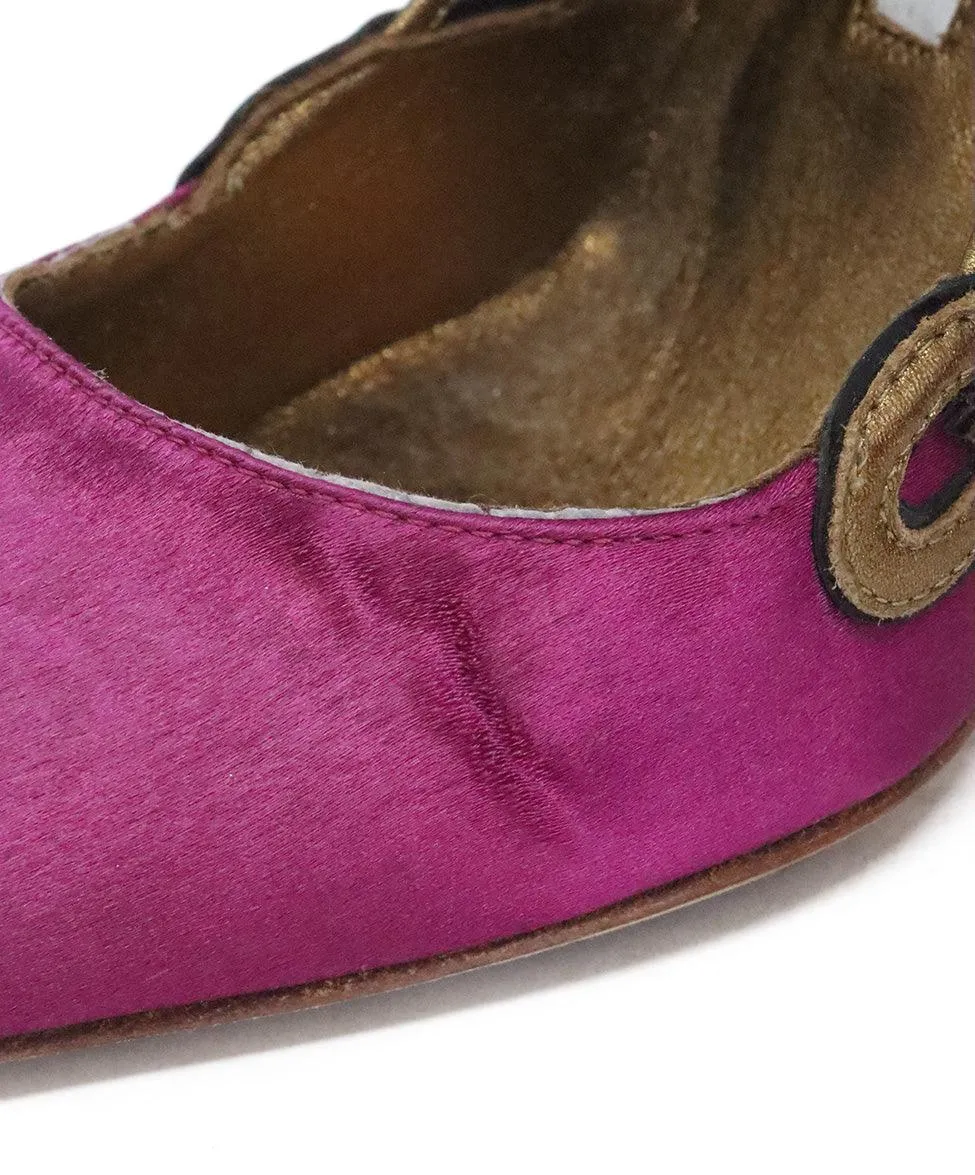 Manolo Blahnik Fuchsia & Bronze Heels sz 6.5
