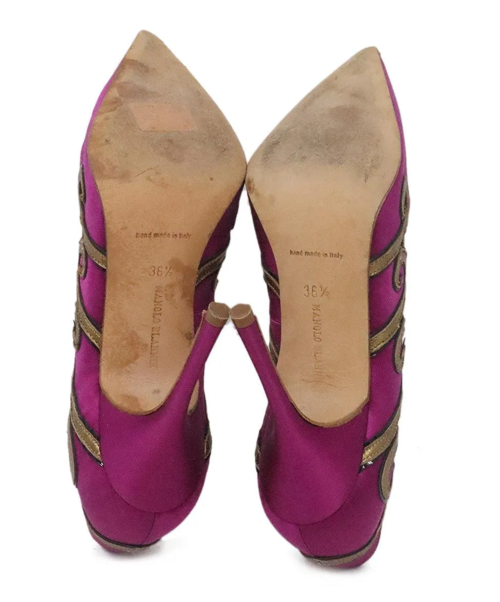 Manolo Blahnik Fuchsia & Bronze Heels sz 6.5