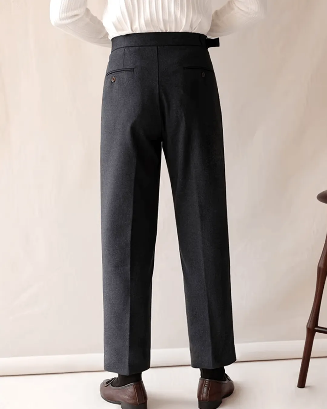 Men's Pleated Straight Fit Formal Trousers
