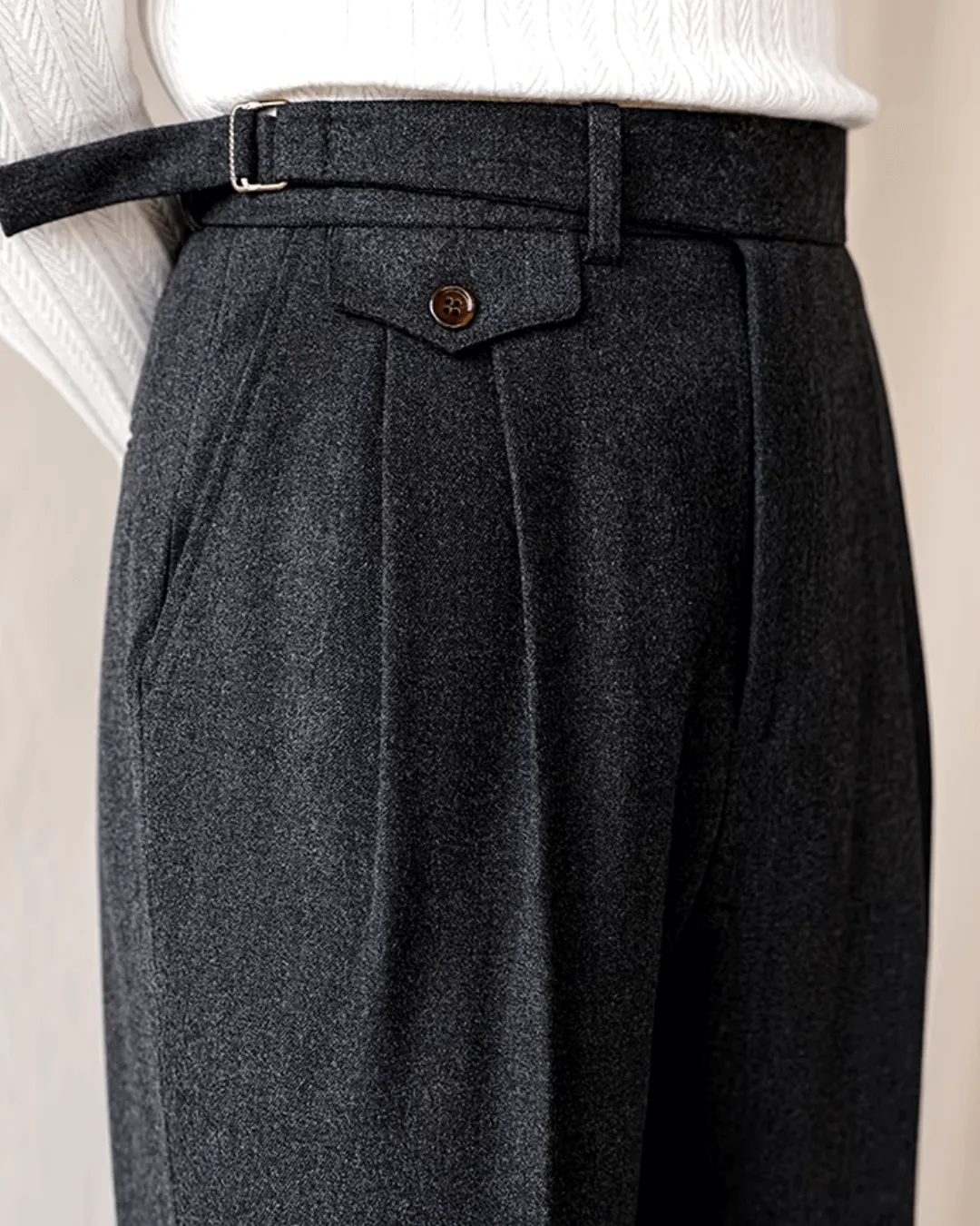 Men's Pleated Straight Fit Formal Trousers