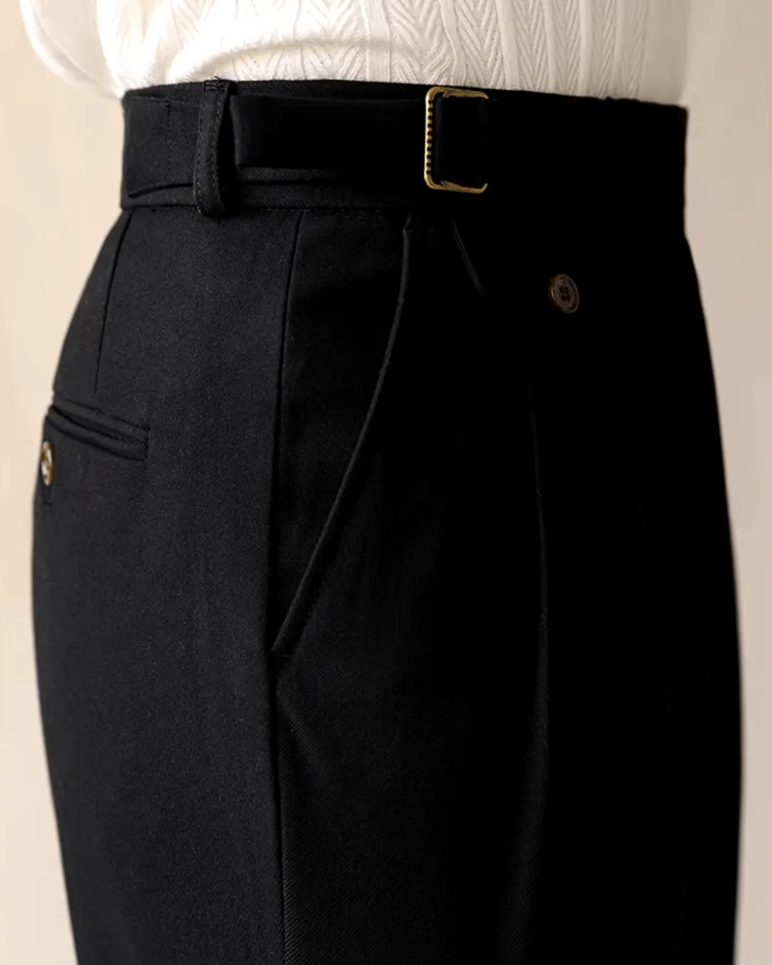 Men's Pleated Straight Fit Formal Trousers