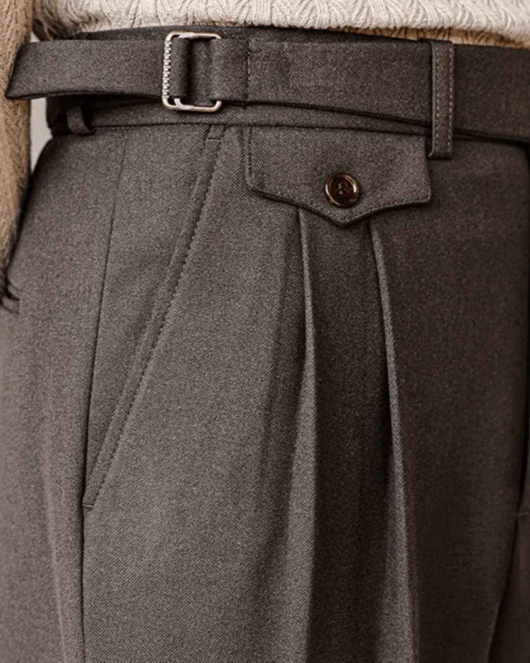 Men's Pleated Straight Fit Formal Trousers