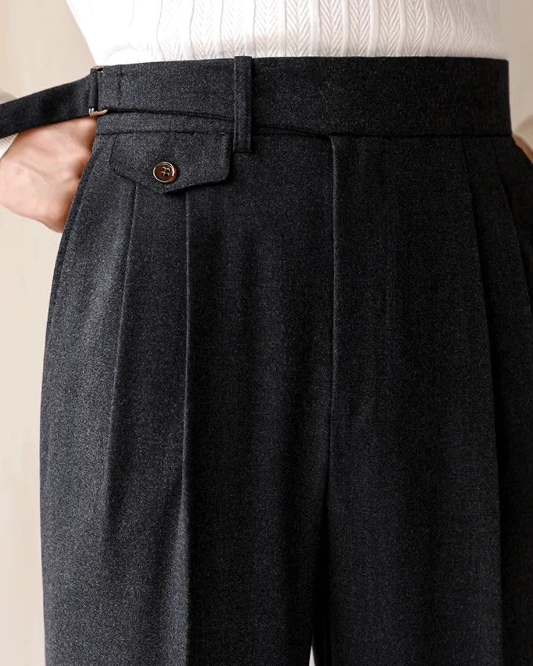 Men's Pleated Straight Fit Formal Trousers