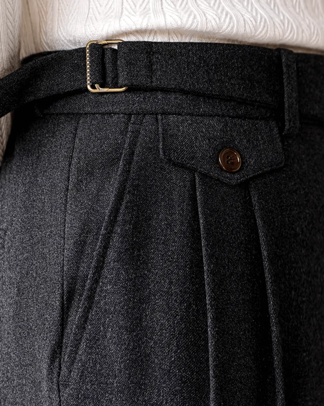 Men's Pleated Straight Fit Formal Trousers
