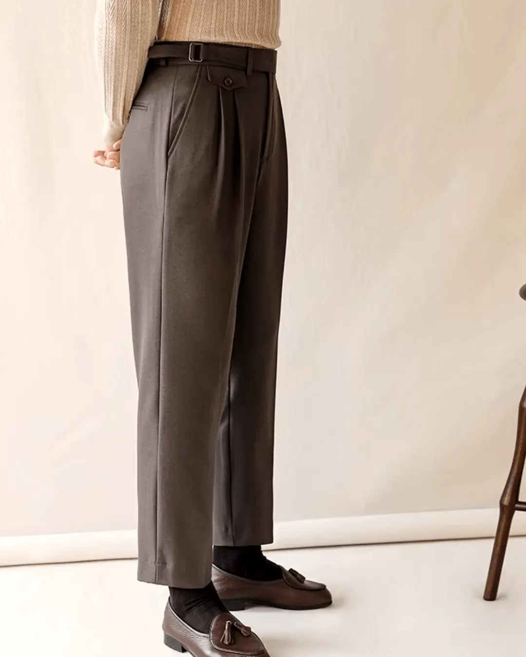 Men's Pleated Straight Fit Formal Trousers