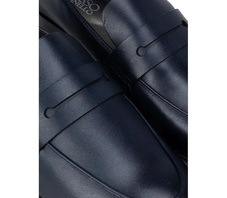 Navy Leather Panel Loafers