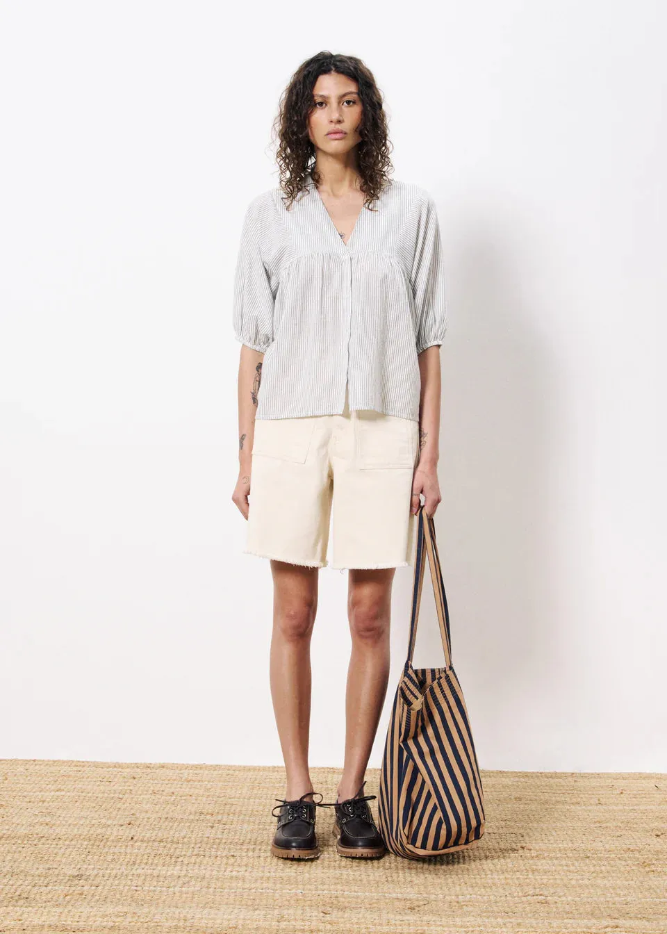 NAWELLE WHITE STRIPED TOP
