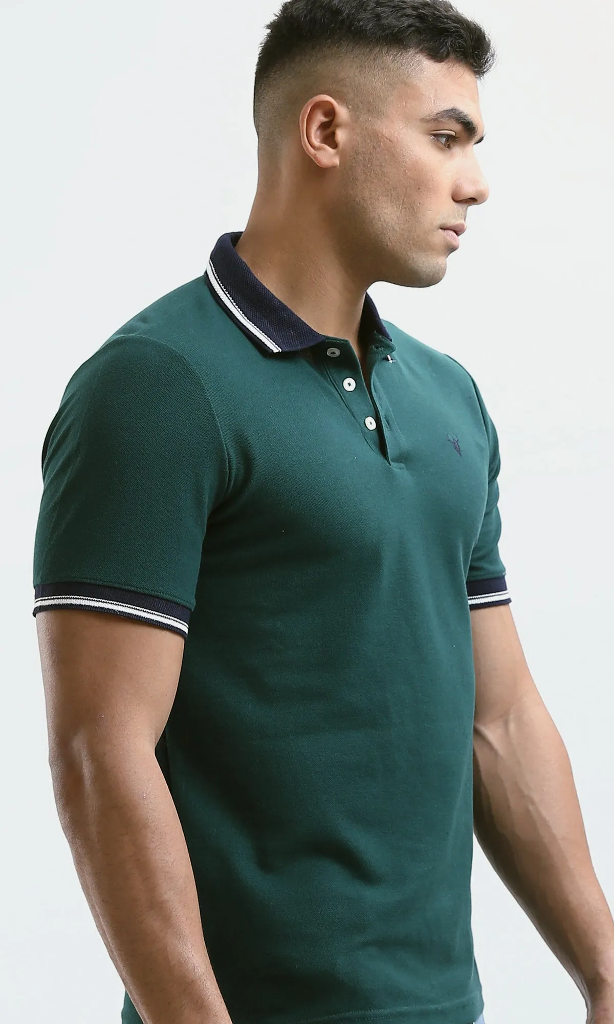 O180819 Classic Collar Dark Green Summer Polo Shirt