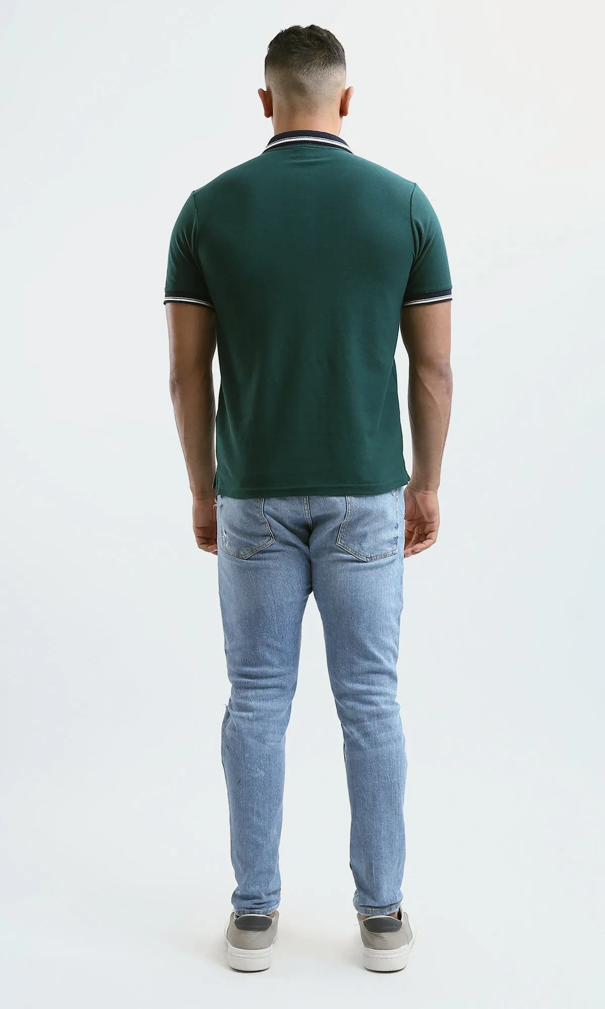 O180819 Classic Collar Dark Green Summer Polo Shirt