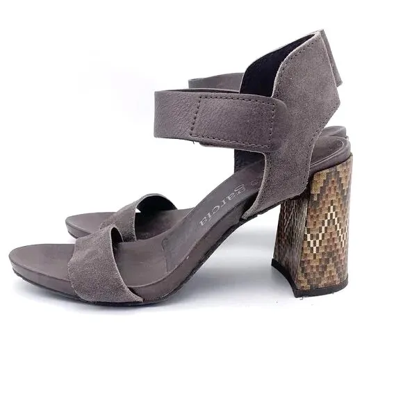 PEDRO GARCIA ANKLE WRAP BLOCK HEEL LEATHER  SANDALS