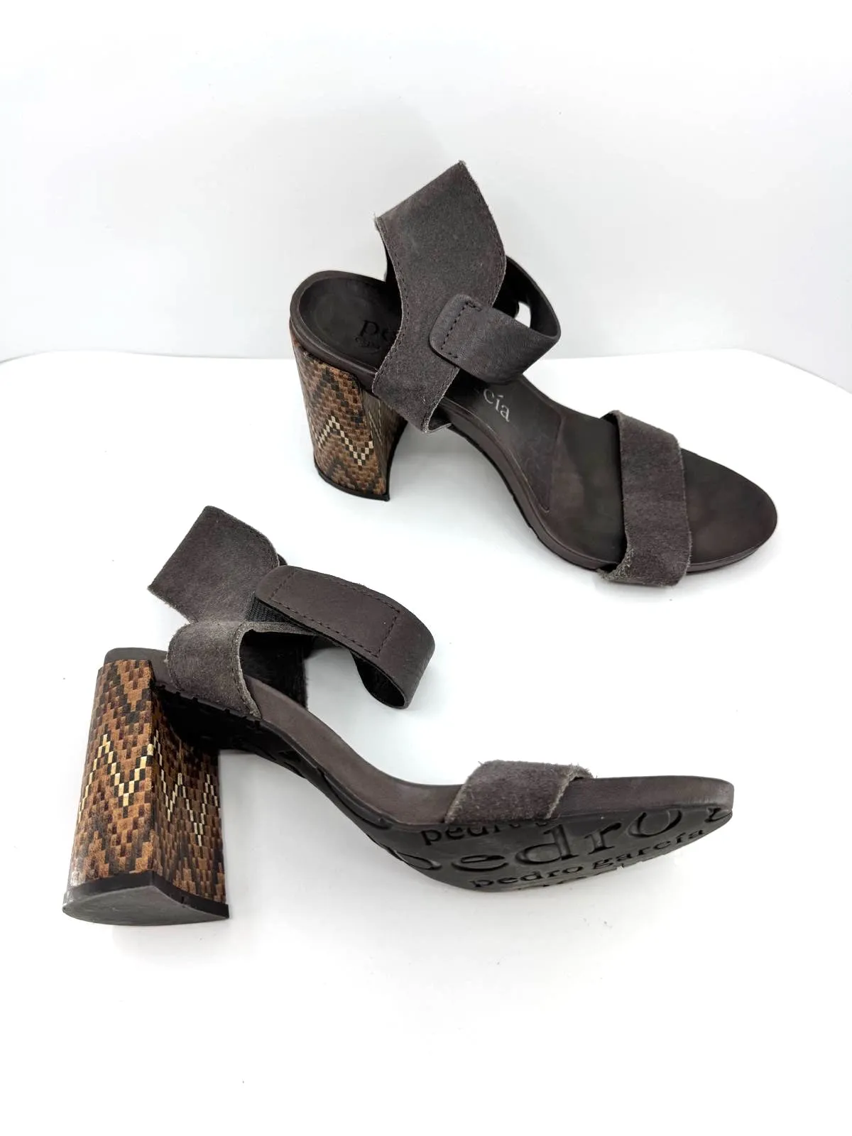 PEDRO GARCIA ANKLE WRAP BLOCK HEEL LEATHER  SANDALS