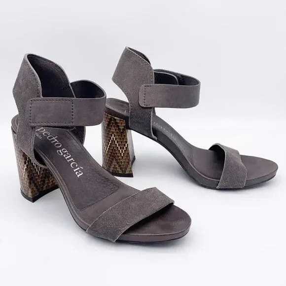 PEDRO GARCIA ANKLE WRAP BLOCK HEEL LEATHER  SANDALS