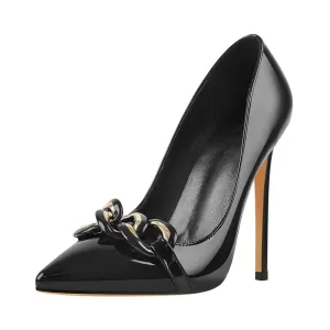 Pointed Pumps Metal Decor High Heel Shoes