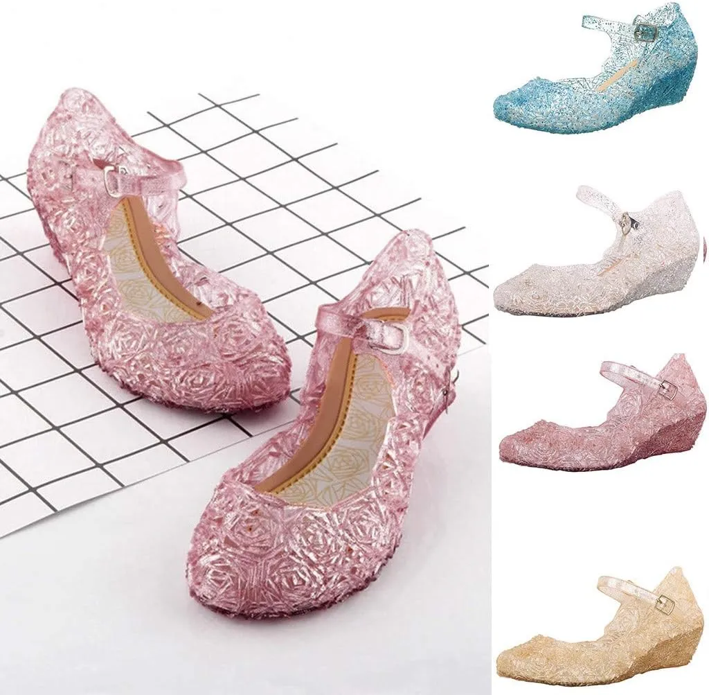 Princess Jelly Sandals for Girls Toddler Dress Up Shoes Cosplay Sandals Summer Cute Glitter Black School Shoes for Boys