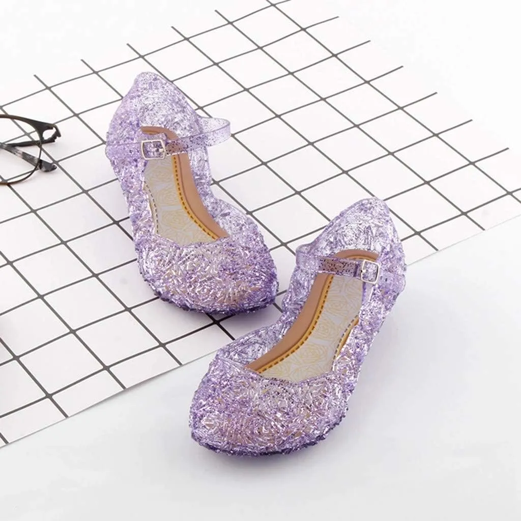 Princess Jelly Sandals for Girls Toddler Dress Up Shoes Cosplay Sandals Summer Cute Glitter Black School Shoes for Boys