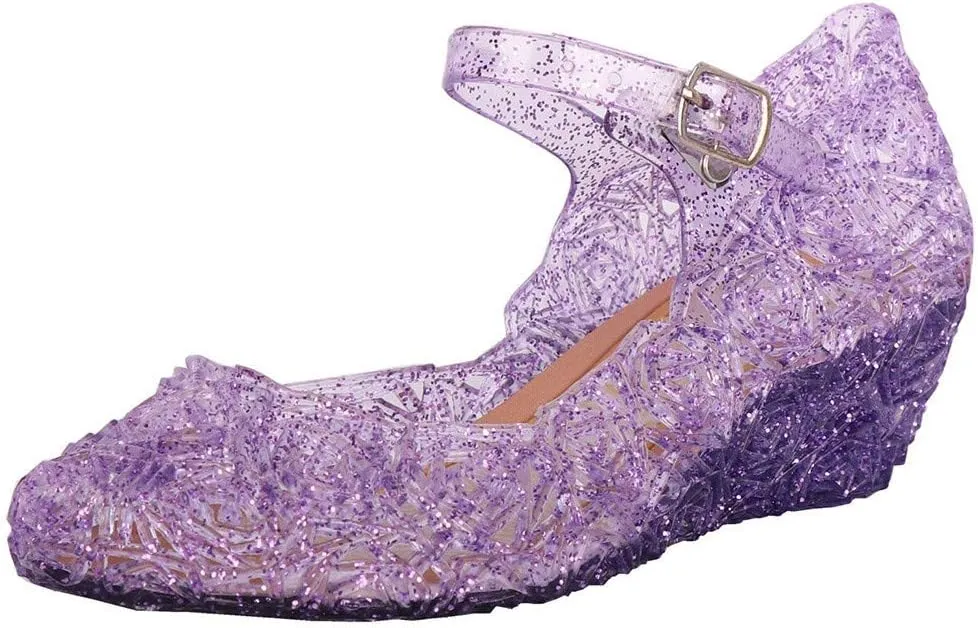 Princess Jelly Sandals for Girls Toddler Dress Up Shoes Cosplay Sandals Summer Cute Glitter Black School Shoes for Boys