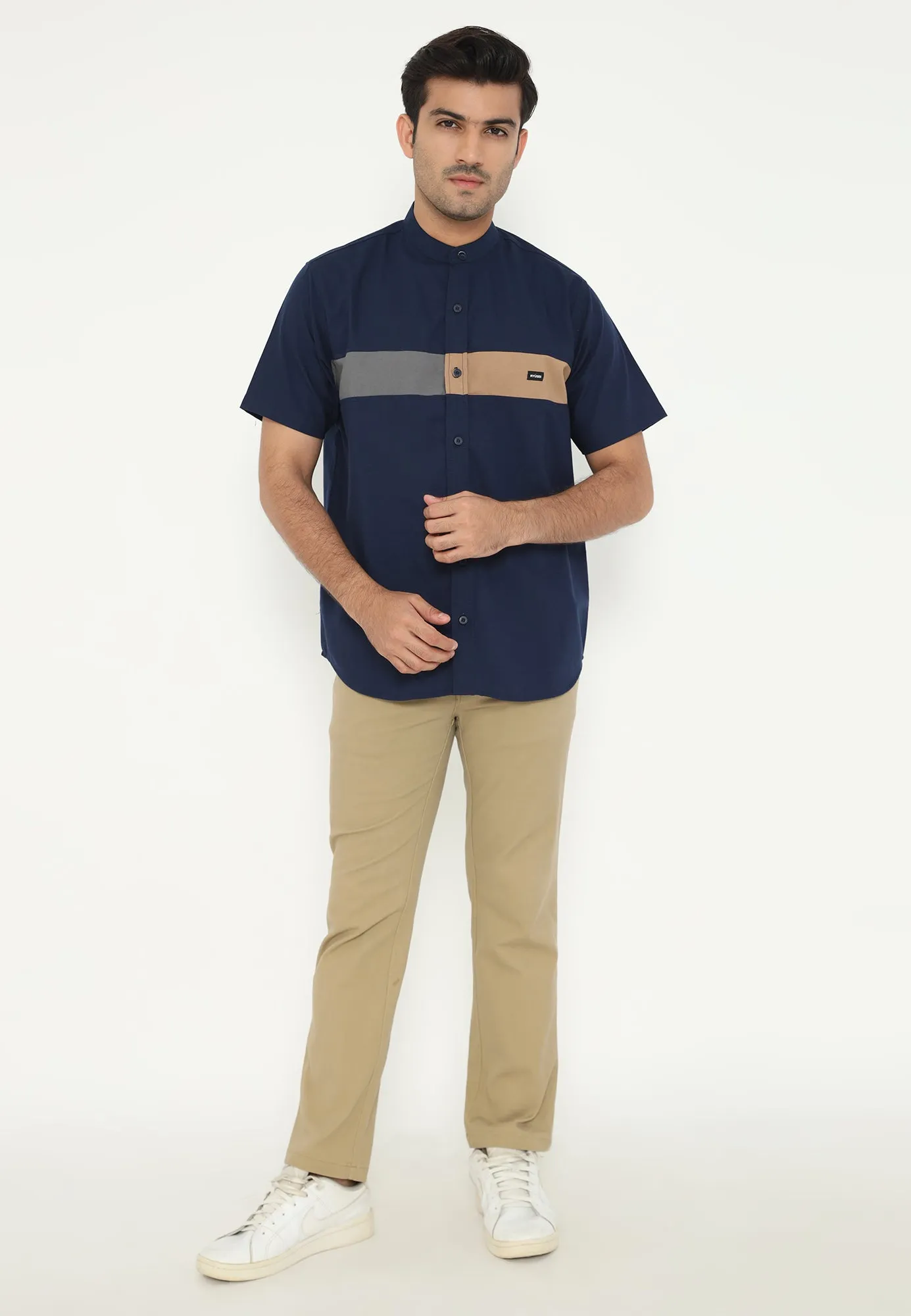 Ramadan Series | Ryusei Kemeja Kerah Koko Lengan Pendek Kasaoka CMB Navy