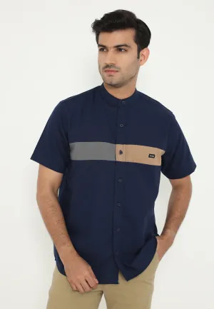Ramadan Series | Ryusei Kemeja Kerah Koko Lengan Pendek Kasaoka CMB Navy