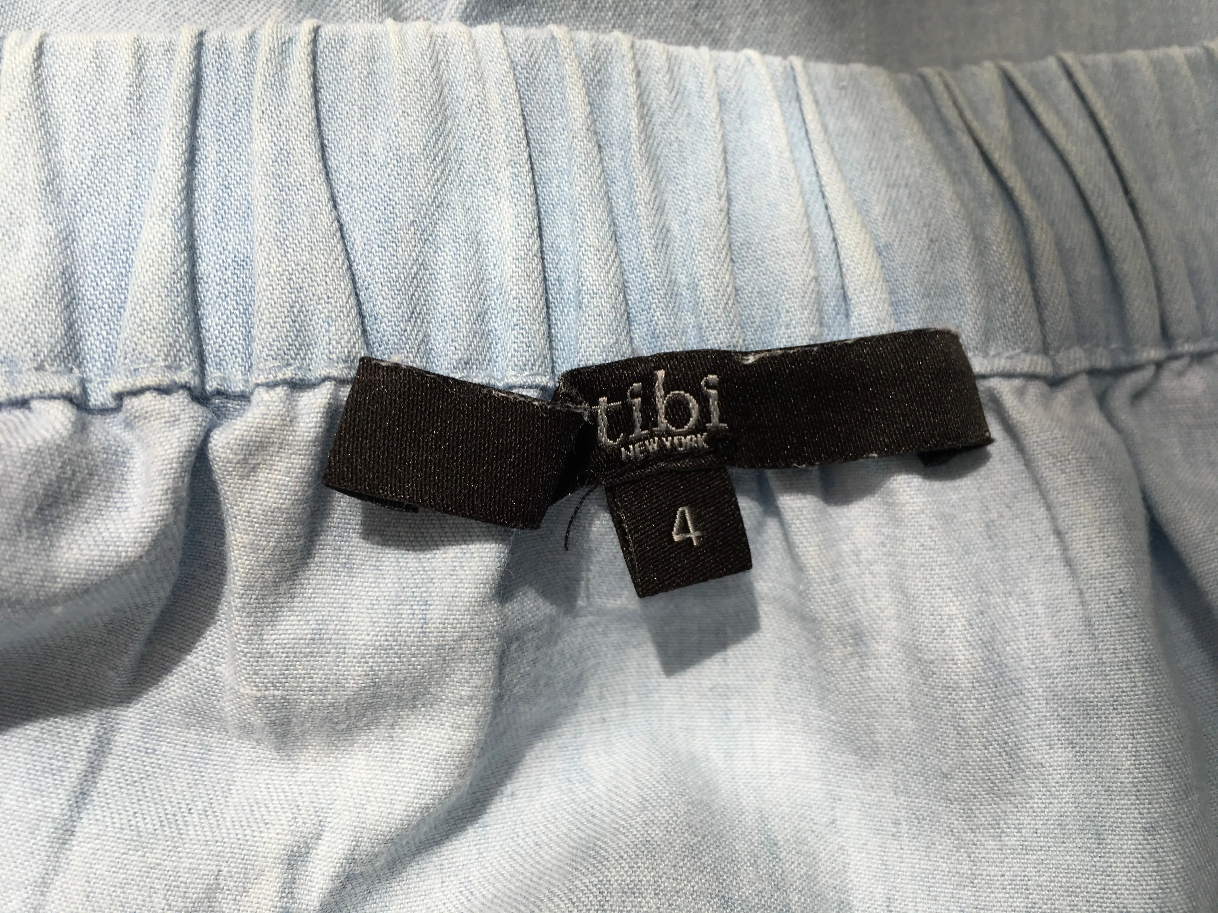 TIBI Off-the-shoulder cotton-chambray blue top blouse Size US 4 UK 8 S Small Ladies