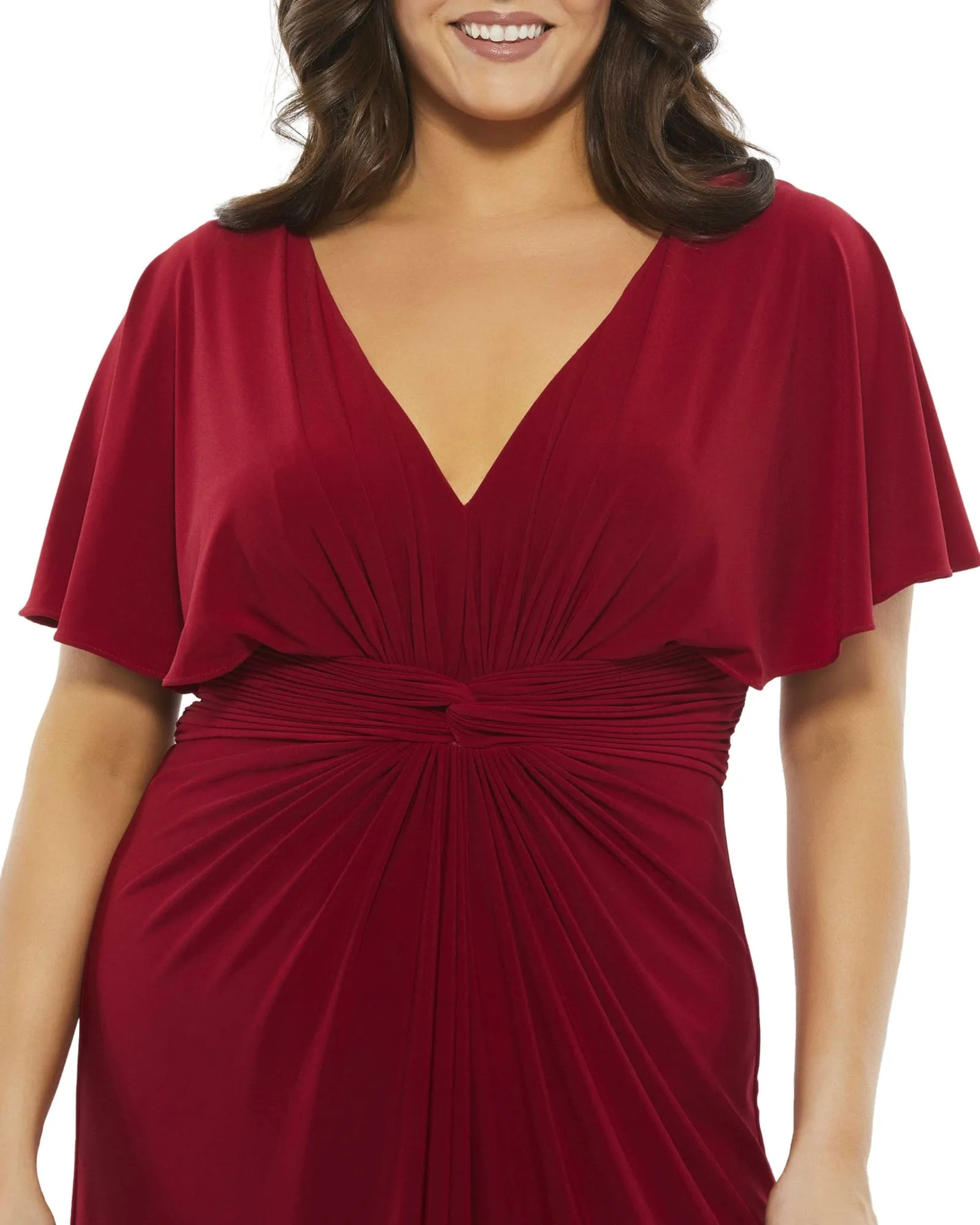Twist Waist Jersey Gown | Deep Red