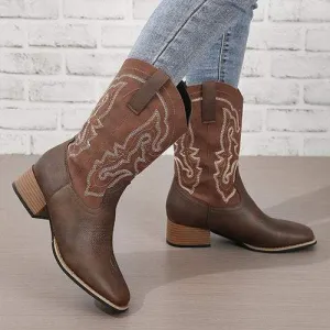 Women's Embroidered Vintage Western Cowboy Boots