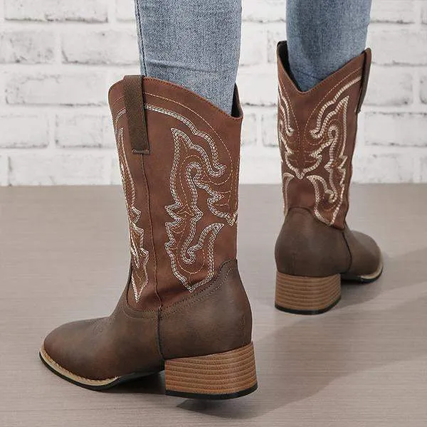 Women's Embroidered Vintage Western Cowboy Boots