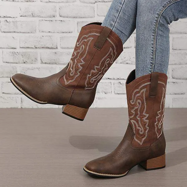 Women's Embroidered Vintage Western Cowboy Boots