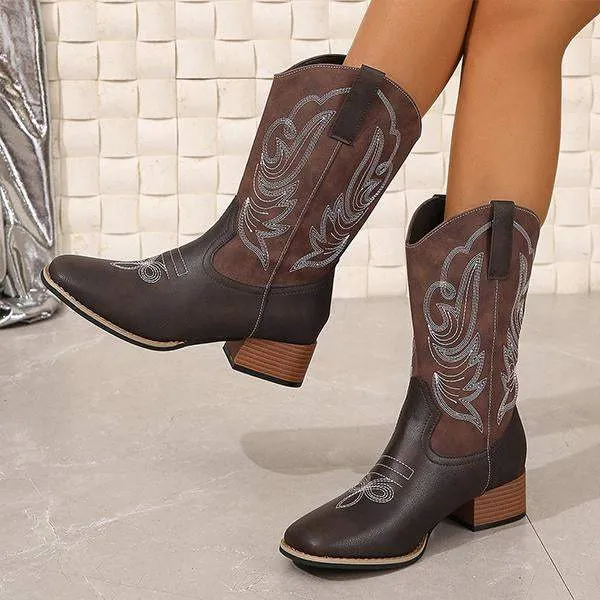 Women's Embroidered Vintage Western Cowboy Boots